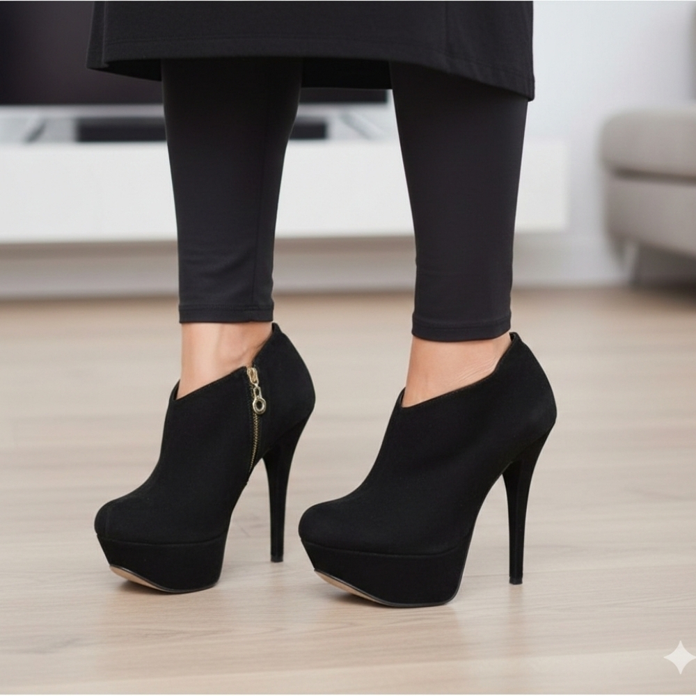 Suede platform pumps. 5 Inch Heel. Inside Zipper. Size 10